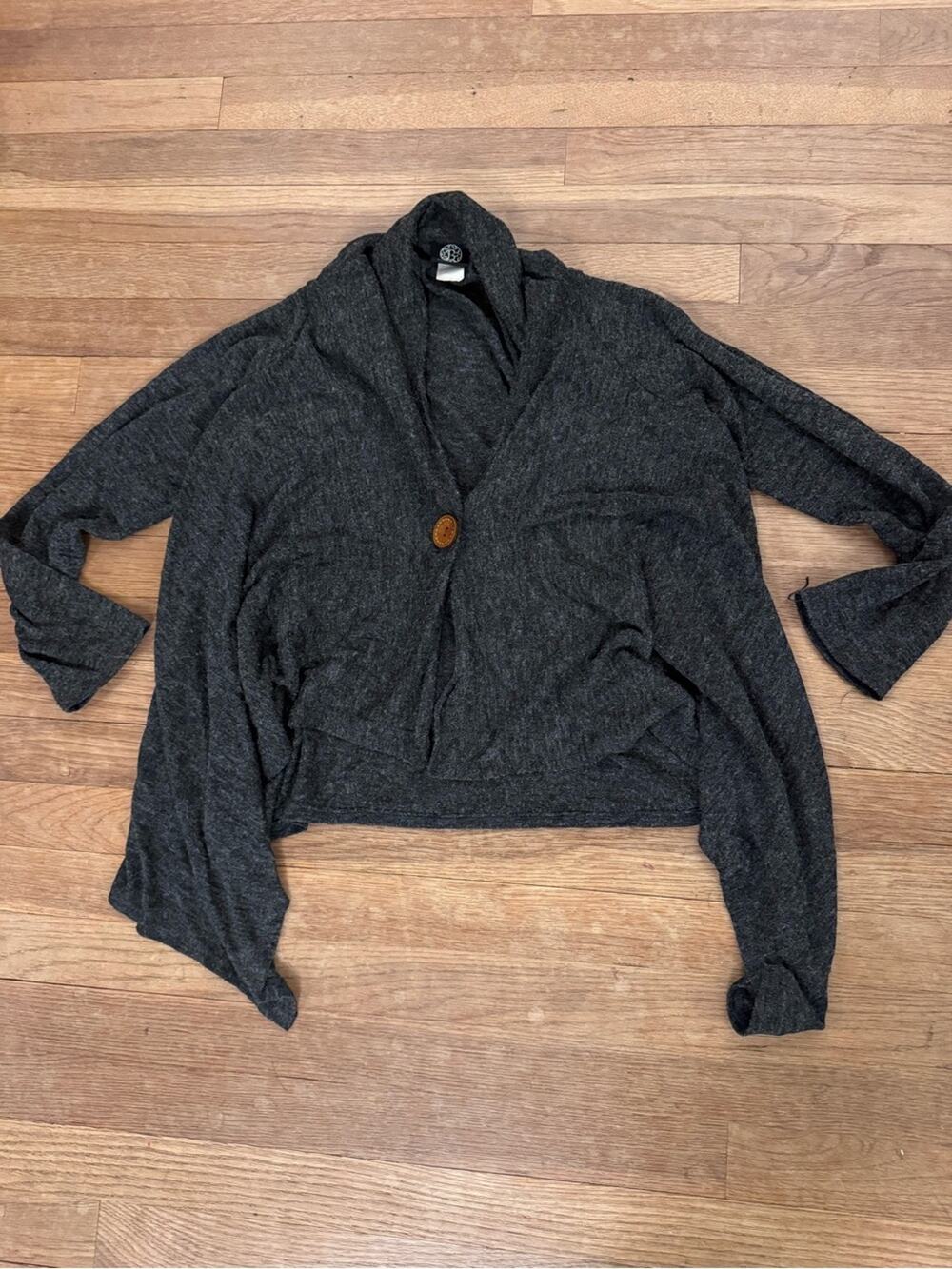 Bobeau Women's Charcoal Heather Single Button Cardigan - Size L
 b74